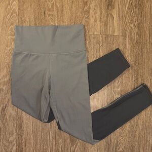 Vuori Two-Tone Leggings, high rise light oregano taupe olive green